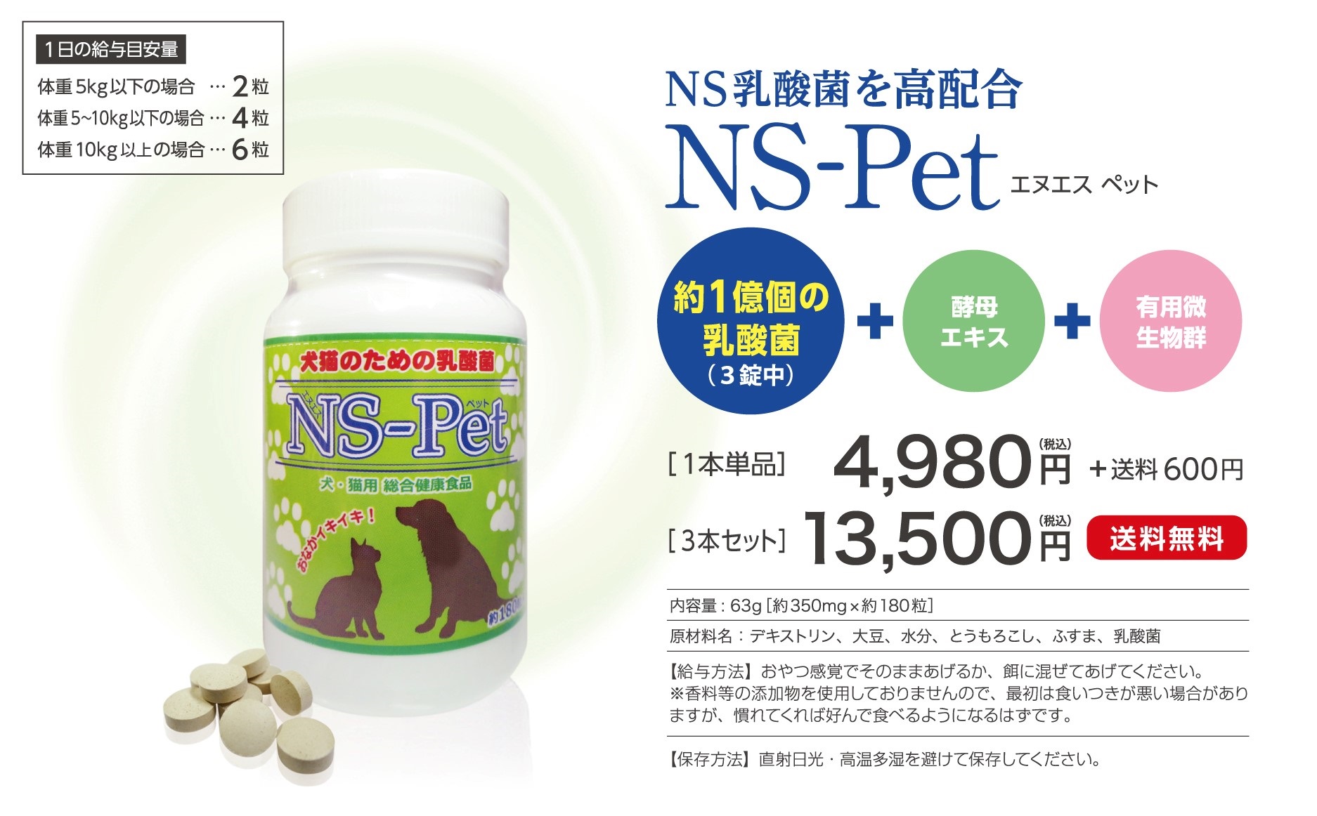 犬猫のための乳酸菌NS-Pet